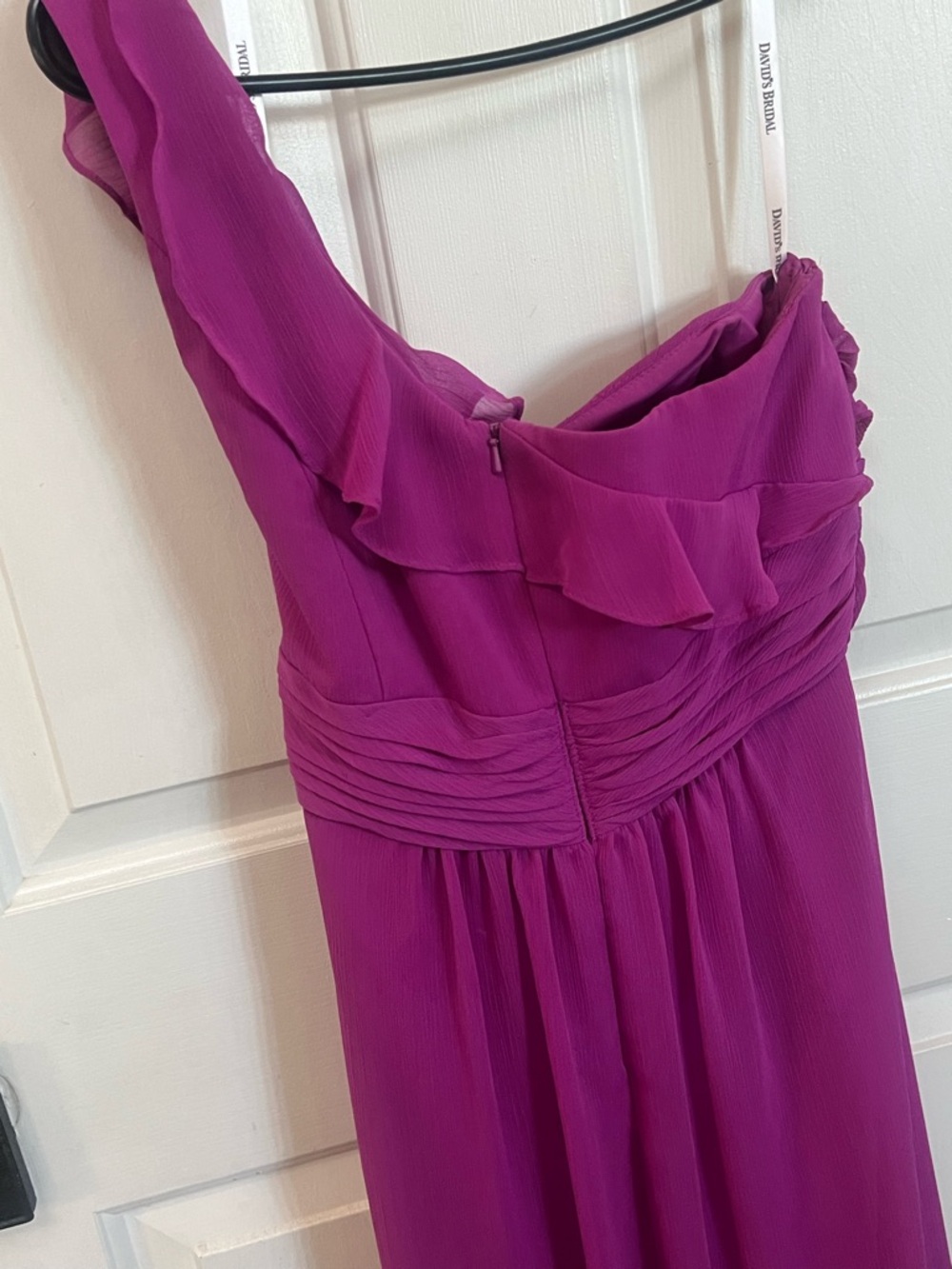 Bridesmaid One-Shoulder Fuchsia maxi dress Evening Gown/ party gown - Picture 3 of 7
